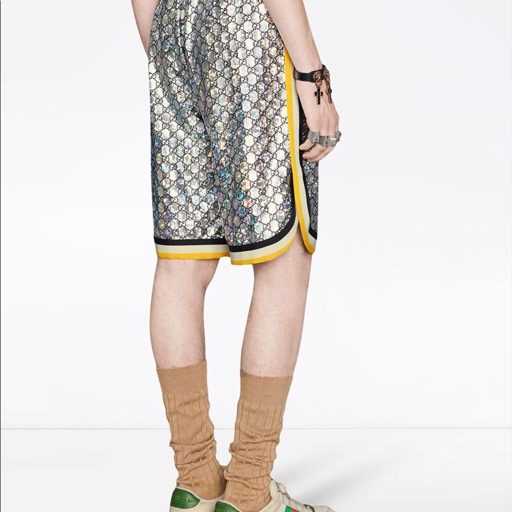 NWT Gucci Size M GG Laminated Sparkle Iridescent Shorts Ret $1280.00 - Picture 2 of 16